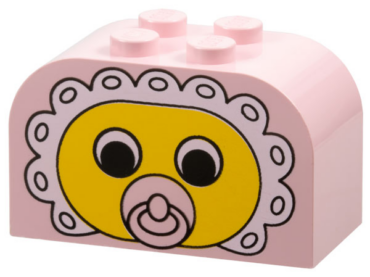 4744px16 - Slope, Curved 4 x 2 x 2 Double with 4 Studs with Baby Face Pacifier Pattern