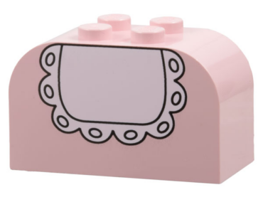 4744px18 - Slope, Curved 4 x 2 x 2 Double with 4 Studs with Baby Bib Pattern