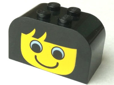 4744px9 - Slope, Curved 4 x 2 x 2 Double with 4 Studs with Yellow Face with Eyes and Smile Pattern
