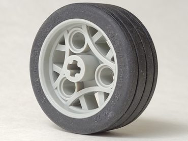 44293c01 - Wheel 36.8 x 14 ZR with Axle Hole, 3 Pin Holes, and Fixed Black Rubber Tire
