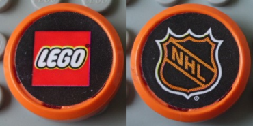47576pb01 - Sports Hockey Puck, Small (Wheel) with LEGO and NHL Logo Pattern (Stickers) - Set 3579