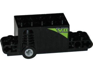 47715c01pb06 - Pullback Motor 9 x 4 x 2 2/3 with Lime 'V8' Pattern on Both Sides (Stickers) - Set 8647