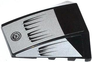 47753pb048 - Wedge 4 x 4 Triple Curved No Studs with Air Intakes and Filler Cap on Silver Background Pattern (Stickers) - Set 8132