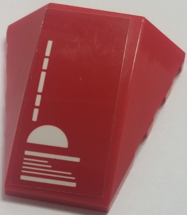 47753pb083 - Wedge 4 x 4 Triple Curved No Studs with White Lines and Half Circle on Red Background Pattern (Sticker) - Set 70615