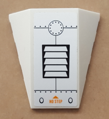 47753pb104 - Wedge 4 x 4 Triple Curved No Studs with Black Vents, Lines, and Rivets, Orange 'NO STEP' and Triangle Pattern (Sticker) - Set 60164