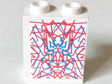 4864bpb017 - Panel 1 x 2 x 2 - Hollow Studs with Red Lines over Blue Beetle Pattern (Sticker) - Set 4744