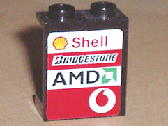 4864bpb030R - Panel 1 x 2 x 2 - Hollow Studs with Shell, Bridgestone, AMD and Vodafone Logo on Right Pattern (Sticker) - Sets 8362 / 8375 / 8654