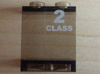 4864bpb036R - Panel 1 x 2 x 2 - Hollow Studs with White '2 CLASS' Right Pattern (Sticker) - Set 7897