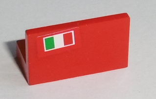4865pb012L - Panel 1 x 2 x 1 with Italian Flag on Red Background Pattern Model Left Side (Sticker) - Set 8654 / 8375 / 8673