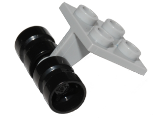 4870c08 - Plate, Modified 2 x 2 Thin with Dual Wheels Holder - Split Pins with Black Wheels 8mm D. x 9mm, Hole Notched for Wheels Holder Pin (4870 / 74967)
