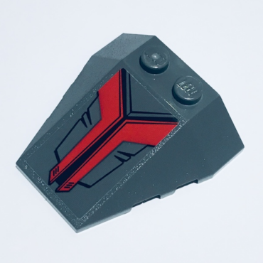 48933pb032 - Wedge 4 x 4 Triple with Stud Notches with Black and Red Triangle Pattern (Sticker) - Set 76079
