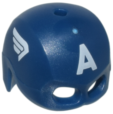 49556pb02 - Minifigure, Headgear Helmet Mask, Hole on Top with White Letter A and Wings on Sides Pattern (Captain America)