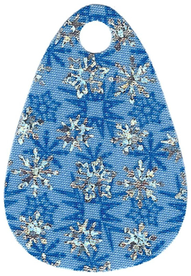 49568 - Minifigure Cape Cloth with Single Top Hole and Rounded Edges with Blue and Silver Iridescent Snowflakes Pattern - Traditional Starched Fabric