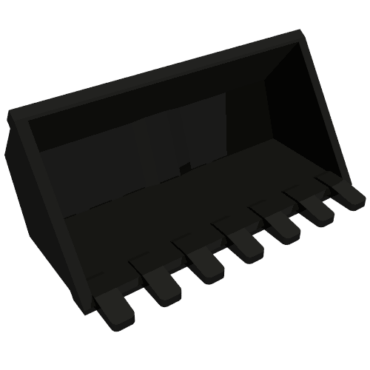 50335 - Vehicle, Digger Bucket 7 Teeth 3 x 6, Rise Inside with Locking 2 Finger Hinge