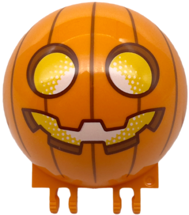 50747pb20 - Windscreen 6 x 6 x 3 Canopy Half Sphere with Dual 2 Fingers with Pumpkin Jack O' Lantern with Yellow Eyes and Mouth and Dark Orange Lines Pattern