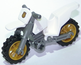 50860c04pb01 - Motorcycle Dirt Bike with Flat Silver Chassis and Pearl Gold Wheels with Gold Badge Pattern (Sticker) - Set 60137