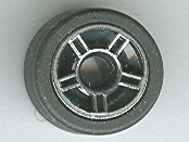 50944pb01c01 - Wheel 11mm D. x 6mm with 5 Spokes with Silver Outline Pattern with Black Tire 14mm D. x 6mm Solid Smooth (50944pb01 / 50945)