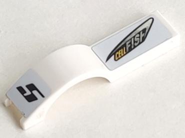 50947pb022L - Vehicle, Mudguard 1 x 4 1/2 with Black Number 5 and 'CELLFISH' Pattern Model Left Side (Sticker) - Set 8149