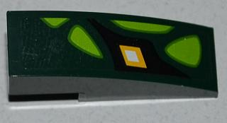 50950pb052R - Slope, Curved 3 x 1 with Lime Scales and Yellow Diamond Pattern Model Right Side (Sticker) - Set 9450