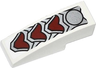 50950pb079 - Slope, Curved 3 x 1 with Silver and Dark Red Wolf Armor Pattern (Sticker) - Set 70127