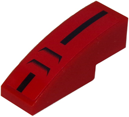 50950pb084 - Slope, Curved 3 x 1 with Black Stripe and 2 Air Vents on Red Background Pattern (Sticker) - Set 8147