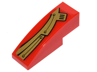 50950pb095L - Slope, Curved 3 x 1 with Curved Gold Panels with Rivets Pattern Model Left Side (Sticker) - Set 70146