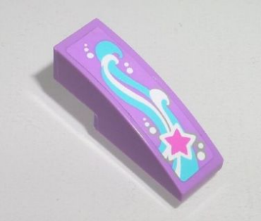 50950pb100L - Slope, Curved 3 x 1 with Magenta, White and Medium Azure Shooting Star Pattern Model Left Side (Sticker) - Set 41015