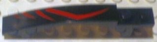 50967pb001L - Slope, Curved 8 x 1 x 1 2/3 with Arch and 2 Recessed Studs with Red Lines Pattern Model Left (Sticker) - Set 8669
