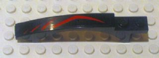 50967pb001R - Slope, Curved 8 x 1 x 1 2/3 with Arch and 2 Recessed Studs with Red Lines Pattern Model Right (Sticker) - Set 8669