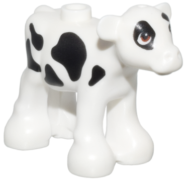 5150pb01 - Calf Baby Cow, Friends with Reddish Brown Eyes and Black Spots Pattern