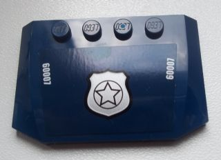 52031pb058 - Wedge 4 x 6 x 2/3 Triple Curved with Police Silver Star Badge and White '60007' Pattern (Sticker) - Set 60007