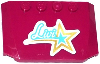 52031pb100 - Wedge 4 x 6 x 2/3 Triple Curved with 'Livi' and Gold and Medium Azure Star Pattern (Sticker) - Set 41106