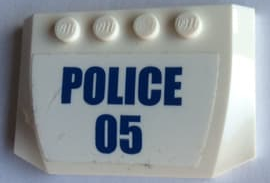 52031pb157 - Wedge 4 x 6 x 2/3 Triple Curved with Blue 'POLICE' and '05' on White Background Pattern (Sticker) - Set 60140