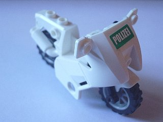 52035c01pb03 - Motorcycle City with Black Chassis, LBG Wheels and Fairing with 'POLIZEI' on Green Background Pattern (Sticker) - Sets 7235 / 7237