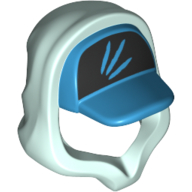 52684pb03 - Minifigure, Headgear Hood Hoodie with Molded Dark Azure Cap and Printed Black Panel with 3 Streaks Pattern