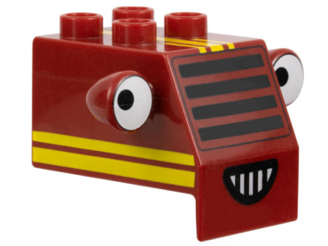 54004pb01 - Duplo Forklift Front with Black Grille, Yellow Stripes, and White Headlight Eyes Pattern (Bob the Builder Sumsy Face)