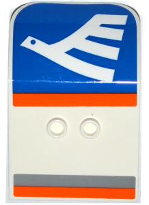 54097pb04 - Door 2 x 4 x 6 Curved Aircraft with White Airline Bird on Blue Background and Light Bluish Gray and Orange Stripes Pattern (Stickers) - Set 60104