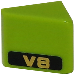 54200pb068R - Slope 30 1 x 1 x 2/3 with Gold 'V8' on Black Background Pattern Model Right Side (Sticker) - Set 8147