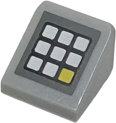 54200pb106 - Slope 30 1 x 1 x 2/3 with Keypad with White and Yellow Buttons on Dark Bluish Gray Background Pattern