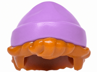 5492pb04 - Mini Doll, Hair Combo, Hair with Hat, Short Tousled with Molded Medium Lavender Beanie / Knit Cap Pattern (BAM)