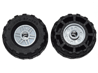 55981c04 - Wheel 18mm D. x 14mm with Pin Hole, Fake Bolts and Shallow Spokes with Black Tire 37 x 18R (55981 / 56891)