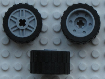 55982c02 - Wheel 18mm D. x 14mm with Axle Hole, Fake Bolts and Shallow Spokes with Black Tire 24 x 14 Shallow Tread (55982 / 30648)
