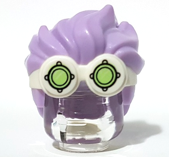 56298pb01 - Minifigure, Hair Combo, Goggles with Lime Lenses Pattern and Lavender Spiked Top Hair