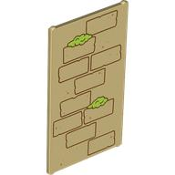 57895pb121 - Glass for Window 1 x 4 x 6 with Reddish Brown Bricks, Lime Moss and Medium Nougat Dots Pattern