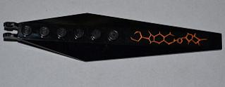 57906pb009R - Hinge Plate 3 x 12 with Angled Side Extensions and Tapered Ends with Orange Lines Type 4 Pattern Model Back Right (Sticker) - Set 9444