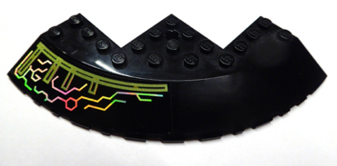58846pb08L - Brick, Round Corner 10 x 10 with Slope 33 Edge, Axle Hole, Facet Cutout with Iridescent Mirrored Circuit Pattern Model Left Side (Sticker) - Sets 7644 / 7646 / 7649