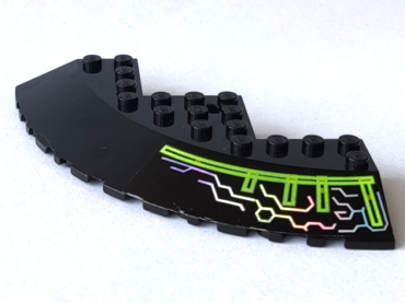 58846pb08R - Brick, Round Corner 10 x 10 with Slope 33 Edge, Axle Hole, Facet Cutout with Iridescent Mirrored Circuit Pattern Model Right Side (Sticker) - Sets 7644 / 7646 / 7649