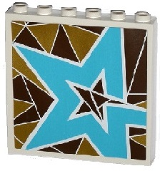 59349pb099R - Panel 1 x 6 x 5 with Silver and Gold Triangle Mosaic and Medium Azure Star Pattern Model Right Side (Sticker) - Set 41106