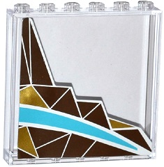 59349pb100R - Panel 1 x 6 x 5 with Silver and Gold Triangle Mosaic and White and Medium Azure Curved Stripes Pattern Right Side (Sticker) - Set 41106