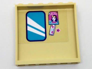 59349pb130 - Panel 1 x 6 x 5 with Mirror, Picture of Girl, First Aid Paper and Star Pattern on Inside (Sticker) - Set 41313